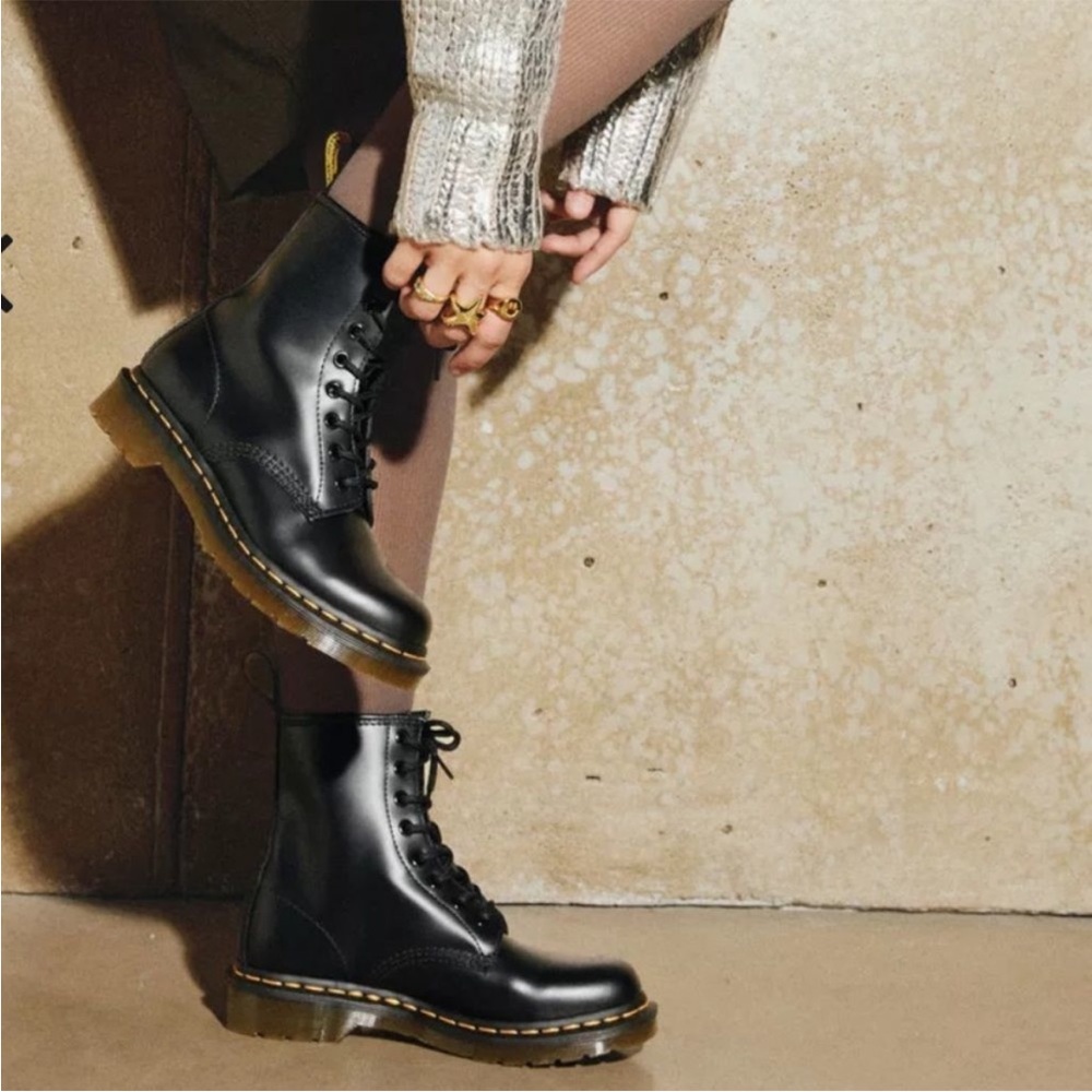 Dr. Martens Black Leather Combat Boots